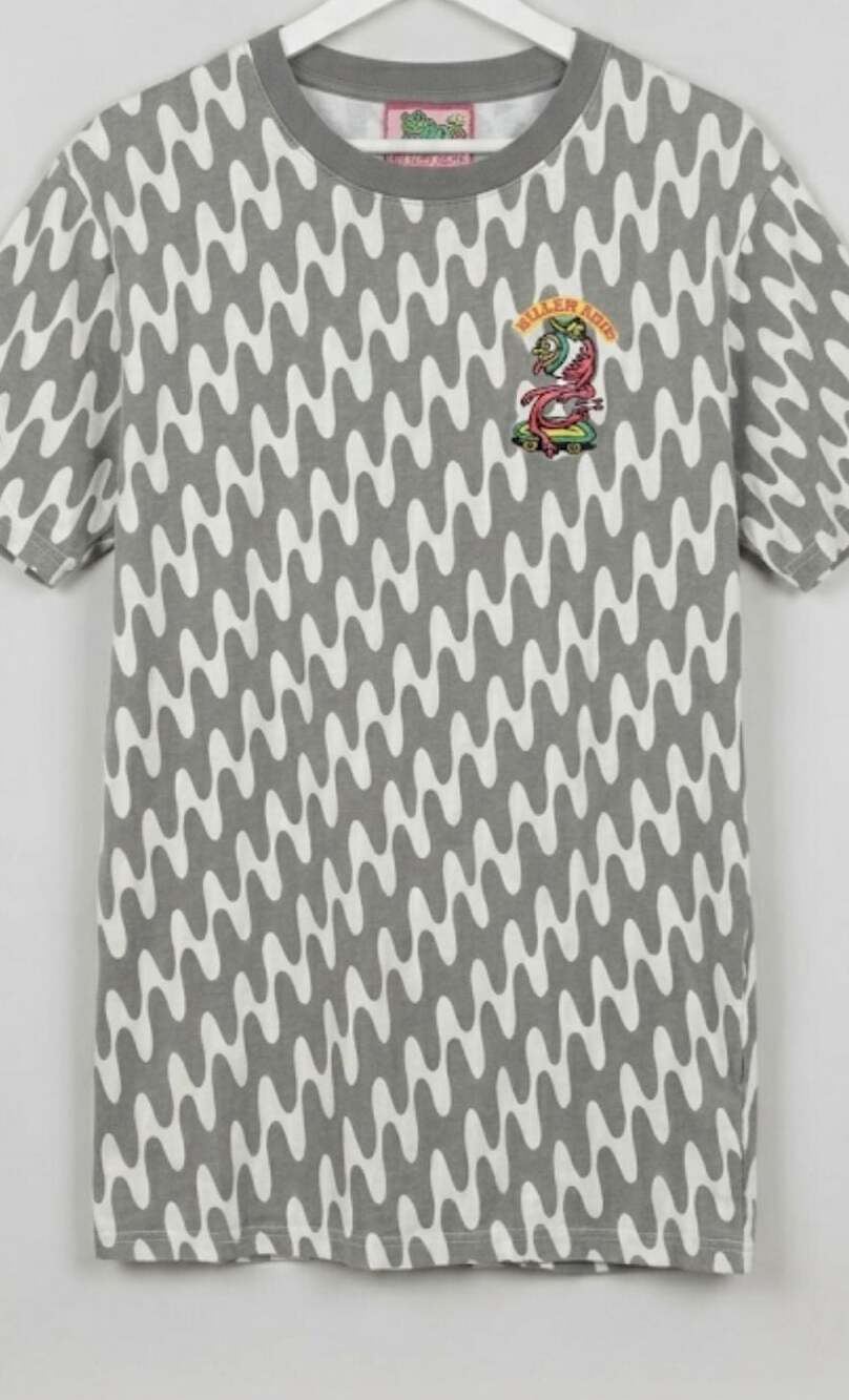 Killer Acid Men’s Size M Wave Pattern Embroidered Logo Thick Cotton T-Shirt